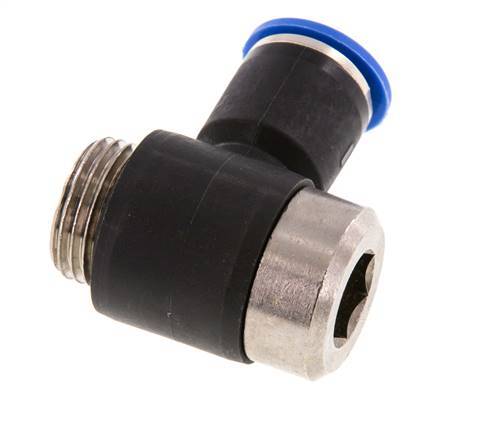 12mm x G1/2'' 90 graden L-vorm Messing/PA 66 Insteekfitting Buitendraad Binnenzeskant Draaibaar NBR