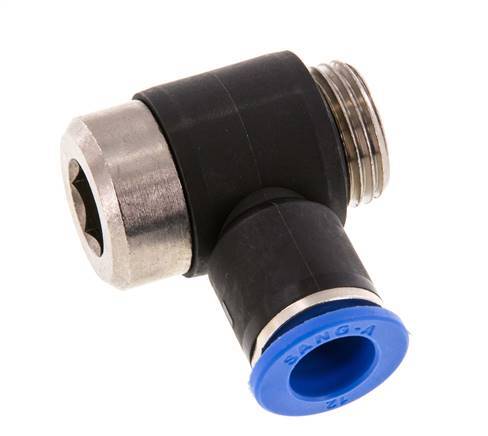 12mm x G1/2'' 90 graden L-vorm Messing/PA 66 Insteekfitting Buitendraad Binnenzeskant Draaibaar NBR