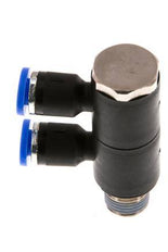 4mm x R1/8'' 2-way Manifold Messing/PA 66 Insteekfitting Buitendraad Draaibaar NBR