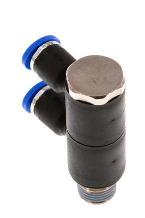 4mm x R1/8'' 2-way Manifold Messing/PA 66 Insteekfitting Buitendraad Draaibaar NBR
