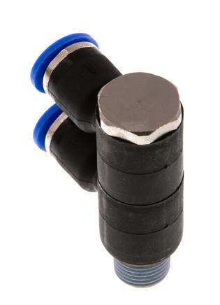 6mm x R1/8'' 2-way Manifold Messing/PA 66 Insteekfitting Buitendraad Draaibaar NBR