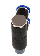 6mm x R1/8'' 2-way Manifold Messing/PA 66 Insteekfitting Buitendraad Draaibaar NBR