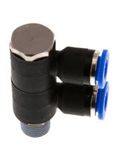 6mm x R1/8'' 2-way Manifold Messing/PA 66 Insteekfitting Buitendraad Draaibaar NBR