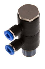 4mm x R1/4'' 2-way Manifold Messing/PA 66 Insteekfitting Buitendraad Draaibaar NBR