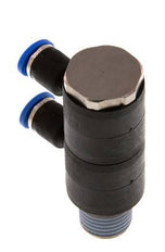 4mm x R1/4'' 2-way Manifold Messing/PA 66 Insteekfitting Buitendraad Draaibaar NBR