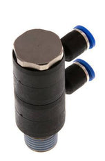 4mm x R1/4'' 2-way Manifold Messing/PA 66 Insteekfitting Buitendraad Draaibaar NBR