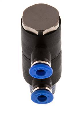 4mm x R1/4'' 2-way Manifold Messing/PA 66 Insteekfitting Buitendraad Draaibaar NBR