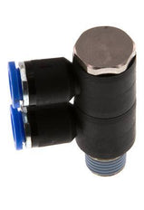8mm x R1/4'' 2-way Manifold Messing/PA 66 Insteekfitting Buitendraad Draaibaar NBR