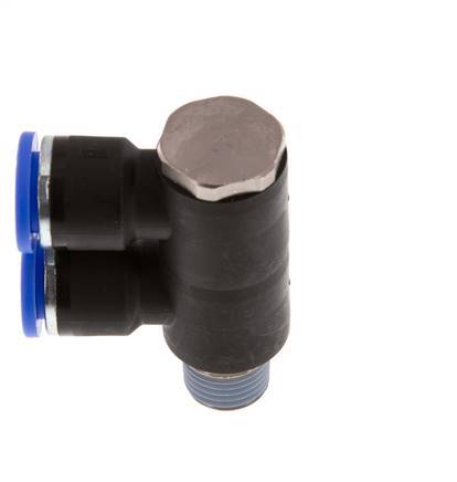 10mm x R1/4'' 2-way Manifold Messing/PA 66 Insteekfitting Buitendraad Draaibaar NBR