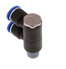 10mm x R1/4'' 2-way Manifold Messing/PA 66 Insteekfitting Buitendraad Draaibaar NBR