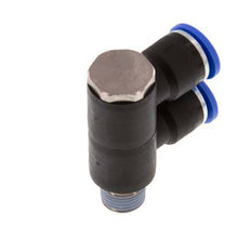 10mm x R1/4'' 2-way Manifold Messing/PA 66 Insteekfitting Buitendraad Draaibaar NBR