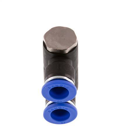 10mm x R1/4'' 2-way Manifold Messing/PA 66 Insteekfitting Buitendraad Draaibaar NBR