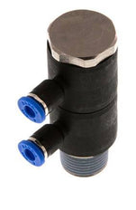 4mm x R3/8'' 2-way Manifold Messing/PA 66 Insteekfitting Buitendraad Draaibaar NBR