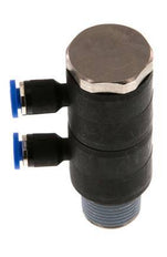 4mm x R3/8'' 2-way Manifold Messing/PA 66 Insteekfitting Buitendraad Draaibaar NBR
