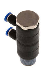 4mm x R3/8'' 2-way Manifold Messing/PA 66 Insteekfitting Buitendraad Draaibaar NBR
