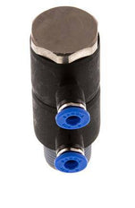 4mm x R3/8'' 2-way Manifold Messing/PA 66 Insteekfitting Buitendraad Draaibaar NBR