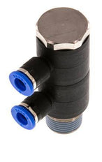 6mm x R3/8'' 2-way Manifold Messing/PA 66 Insteekfitting Buitendraad Draaibaar NBR