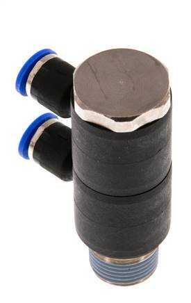 6mm x R3/8'' 2-way Manifold Messing/PA 66 Insteekfitting Buitendraad Draaibaar NBR