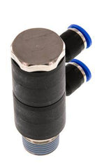 6mm x R3/8'' 2-way Manifold Messing/PA 66 Insteekfitting Buitendraad Draaibaar NBR