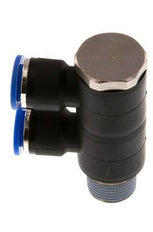 10mm x R3/8'' 2-way Manifold Messing/PA 66 Insteekfitting Buitendraad Draaibaar NBR