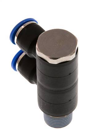 10mm x R3/8'' 2-way Manifold Messing/PA 66 Insteekfitting Buitendraad Draaibaar NBR