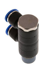 10mm x R3/8'' 2-way Manifold Messing/PA 66 Insteekfitting Buitendraad Draaibaar NBR