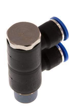 10mm x R3/8'' 2-way Manifold Messing/PA 66 Insteekfitting Buitendraad Draaibaar NBR