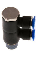 10mm x R3/8'' 2-way Manifold Messing/PA 66 Insteekfitting Buitendraad Draaibaar NBR