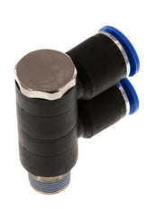 12mm x R3/8'' 2-way Manifold Messing/PA 66 Insteekfitting Buitendraad Draaibaar NBR