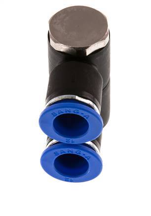 12mm x R3/8'' 2-way Manifold Messing/PA 66 Insteekfitting Buitendraad Draaibaar NBR