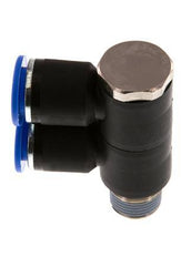 12mm x R3/8'' 2-way Manifold Messing/PA 66 Insteekfitting Buitendraad Draaibaar NBR