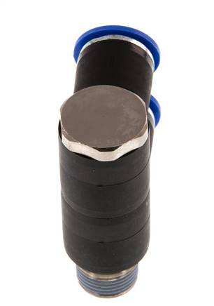 12mm x R3/8'' 2-way Manifold Messing/PA 66 Insteekfitting Buitendraad Draaibaar NBR