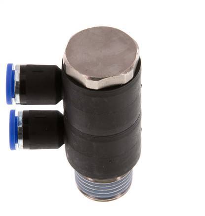 8mm x R1/2'' 2-way Manifold Messing/PA 66 Insteekfitting Buitendraad Draaibaar NBR