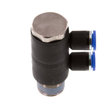 8mm x R1/2'' 2-way Manifold Messing/PA 66 Insteekfitting Buitendraad Draaibaar NBR