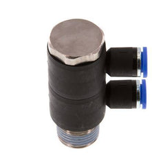 8mm x R1/2'' 2-way Manifold Messing/PA 66 Insteekfitting Buitendraad Draaibaar NBR