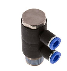 8mm x R1/2'' 2-way Manifold Messing/PA 66 Insteekfitting Buitendraad Draaibaar NBR