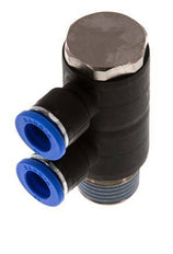 10mm x R1/2'' 2-way Manifold Messing/PA 66 Insteekfitting Buitendraad Draaibaar NBR