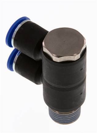 12mm x R1/2'' 2-way Manifold Messing/PA 66 Insteekfitting Buitendraad Draaibaar NBR