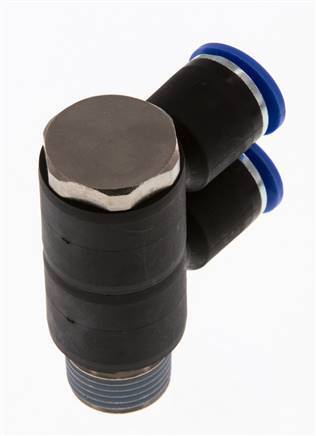 12mm x R1/2'' 2-way Manifold Messing/PA 66 Insteekfitting Buitendraad Draaibaar NBR