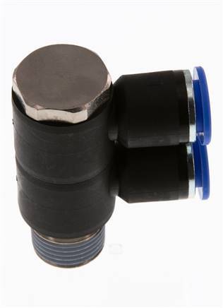 12mm x R1/2'' 2-way Manifold Messing/PA 66 Insteekfitting Buitendraad Draaibaar NBR