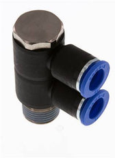 12mm x R1/2'' 2-way Manifold Messing/PA 66 Insteekfitting Buitendraad Draaibaar NBR