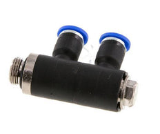 4mm x G1/8'' 2-way Manifold Messing/PA 66 Insteekfitting Buitendraad Draaibaar NBR