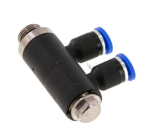 4mm x G1/8'' 2-way Manifold Messing/PA 66 Insteekfitting Buitendraad Draaibaar NBR
