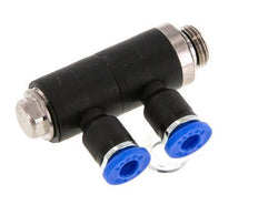4mm x G1/8'' 2-way Manifold Messing/PA 66 Insteekfitting Buitendraad Draaibaar NBR