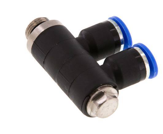 6mm x G1/8'' 2-way Manifold Messing/PA 66 Insteekfitting Buitendraad Draaibaar NBR