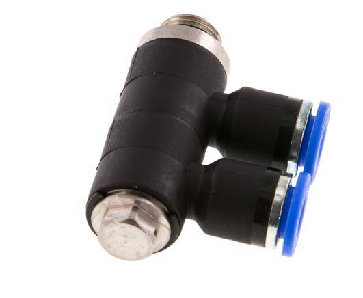 6mm x G1/8'' 2-way Manifold Messing/PA 66 Insteekfitting Buitendraad Draaibaar NBR