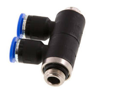 6mm x G1/8'' 2-way Manifold Messing/PA 66 Insteekfitting Buitendraad Draaibaar NBR