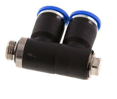 8mm x G1/8'' 2-way Manifold Messing/PA 66 Insteekfitting Buitendraad Draaibaar NBR