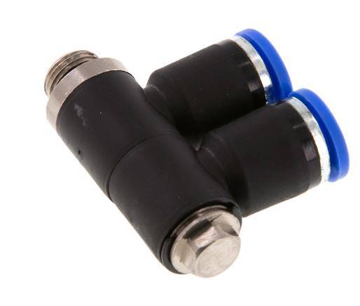 8mm x G1/8'' 2-way Manifold Messing/PA 66 Insteekfitting Buitendraad Draaibaar NBR