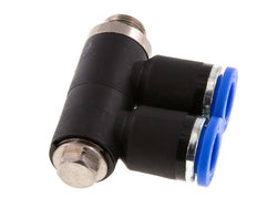 8mm x G1/8'' 2-way Manifold Messing/PA 66 Insteekfitting Buitendraad Draaibaar NBR